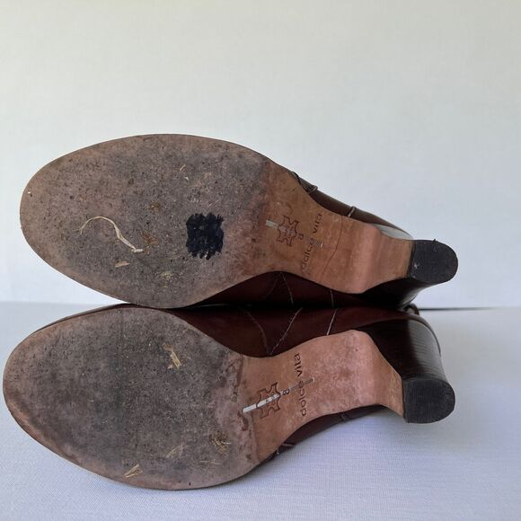 Dolce Vita Boots Size 8 Webber Leather Heeled Cuffed Maronne Brown - Picture 6 of 8